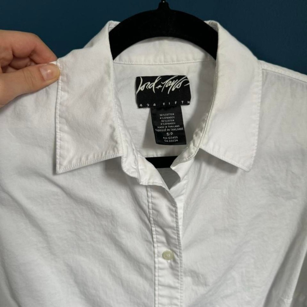 Y2K Lord & Taylor White Blouse Women's Size Large Collared Work Office Siren - Picture 5 of 8